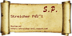 Streicher Pál névjegykártya
